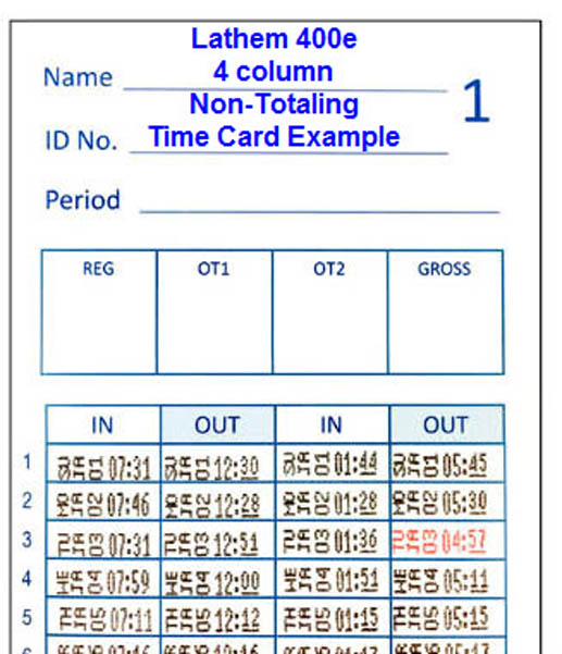 Employee Time Clocks Lathem E14 Time Cards Lathem 400e Time cards, box 100